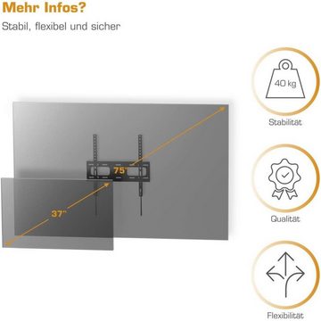 Hama Fix Slim TV Wandhalterung Flach 37" bis 75" Monitor-Halterung, (Wand-Halter Alle VESA-Formate bis 400x400 für Monitor 37"-75" Zoll)