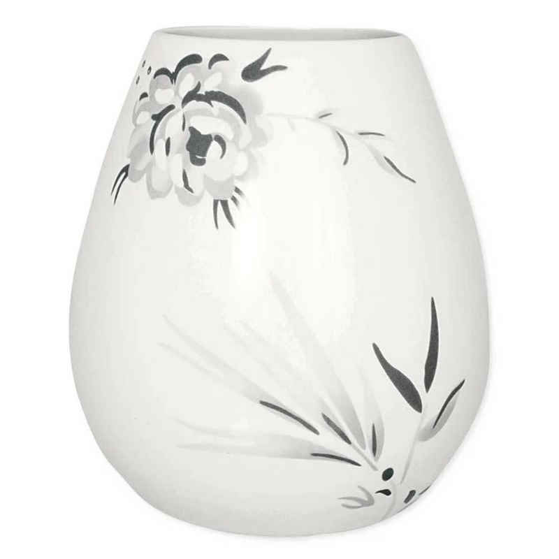Greengate Dekovase Greengate Vase ASLAUG Weiß mit Blumen 20x17