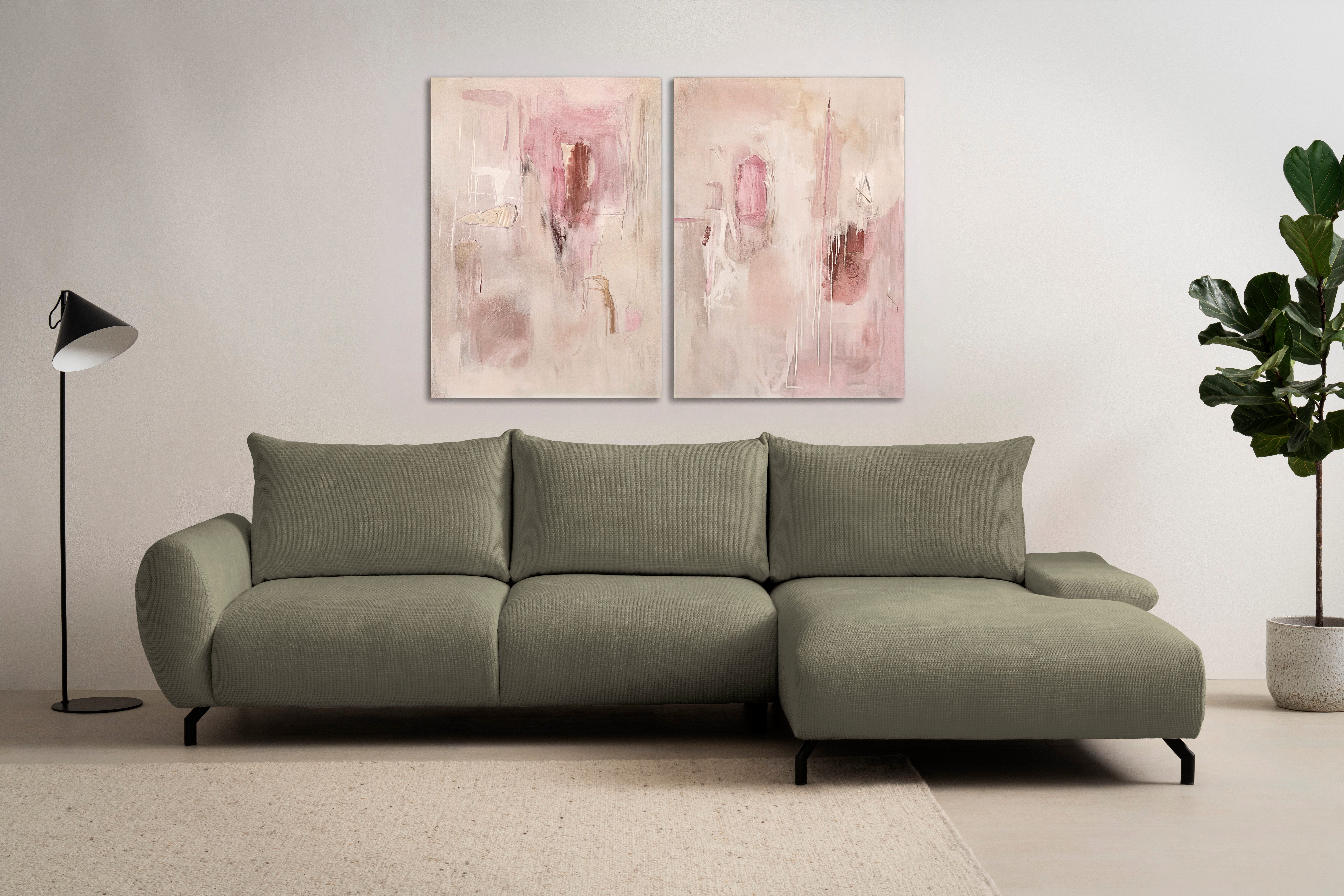 OTTO home Ecksofa KELLIE, L-Form, 315 cm, verstellbare Armlehne, Metallfüße, wahlweise Recamiere links o. rechts, Chenille-Stoff, hoher Sitzkomfort