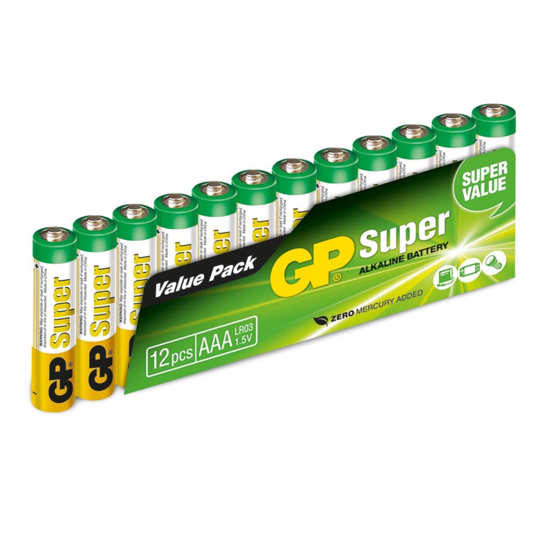 GP Micro-Batterie-Set Super Alkaline, 12 Stück Batterie