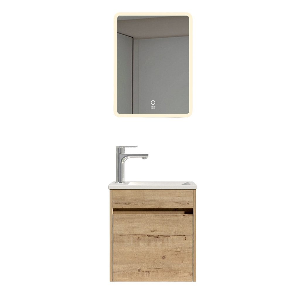 HOME DELUXE Badmöbel-Set BORKUM, (bestehend aus LED-Spiegel, Keramik-Waschb günstig online kaufen