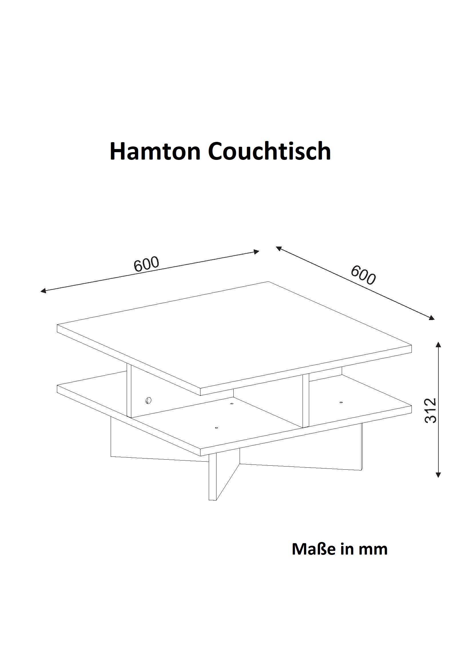 Couchtisch HAMTON Walnuss Weiß von MOEBEL17 - Maße