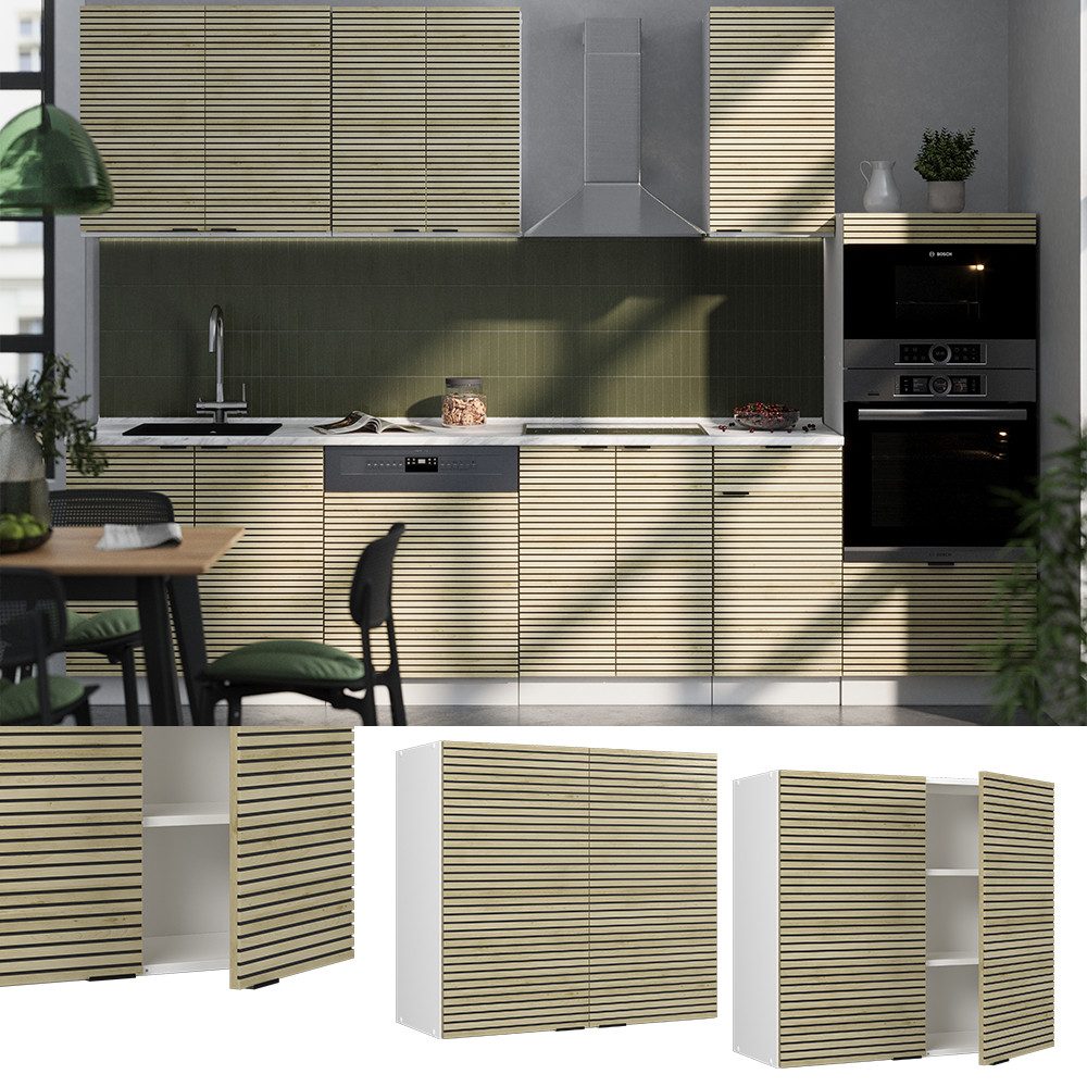Vicco Glashängeschrank Fame-Line, Eiche Paneel/Weiß, 80 günstig online kaufen