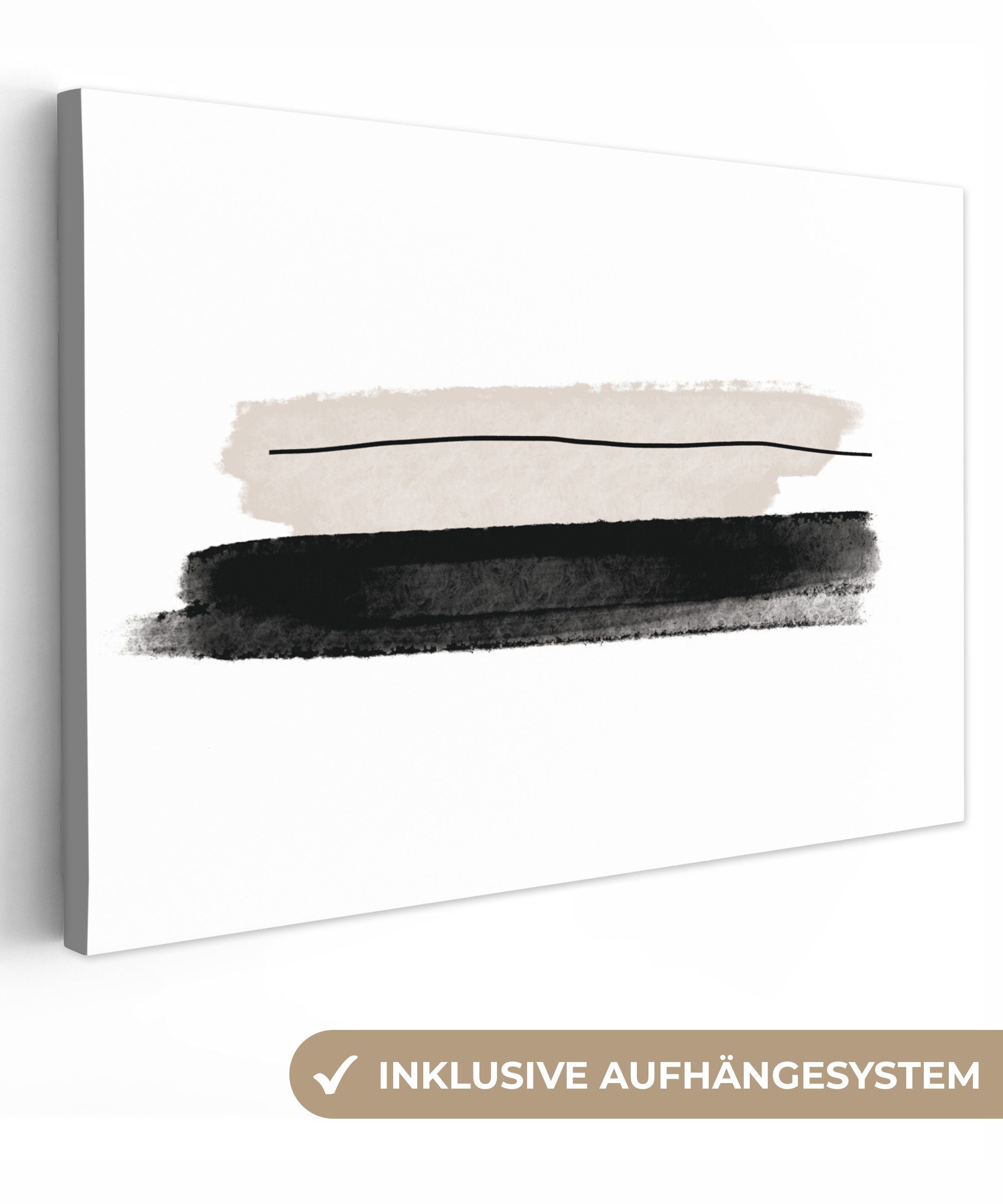 Leinwandbild Abstrakt - Linien - Schwarz - Beige - Kunst