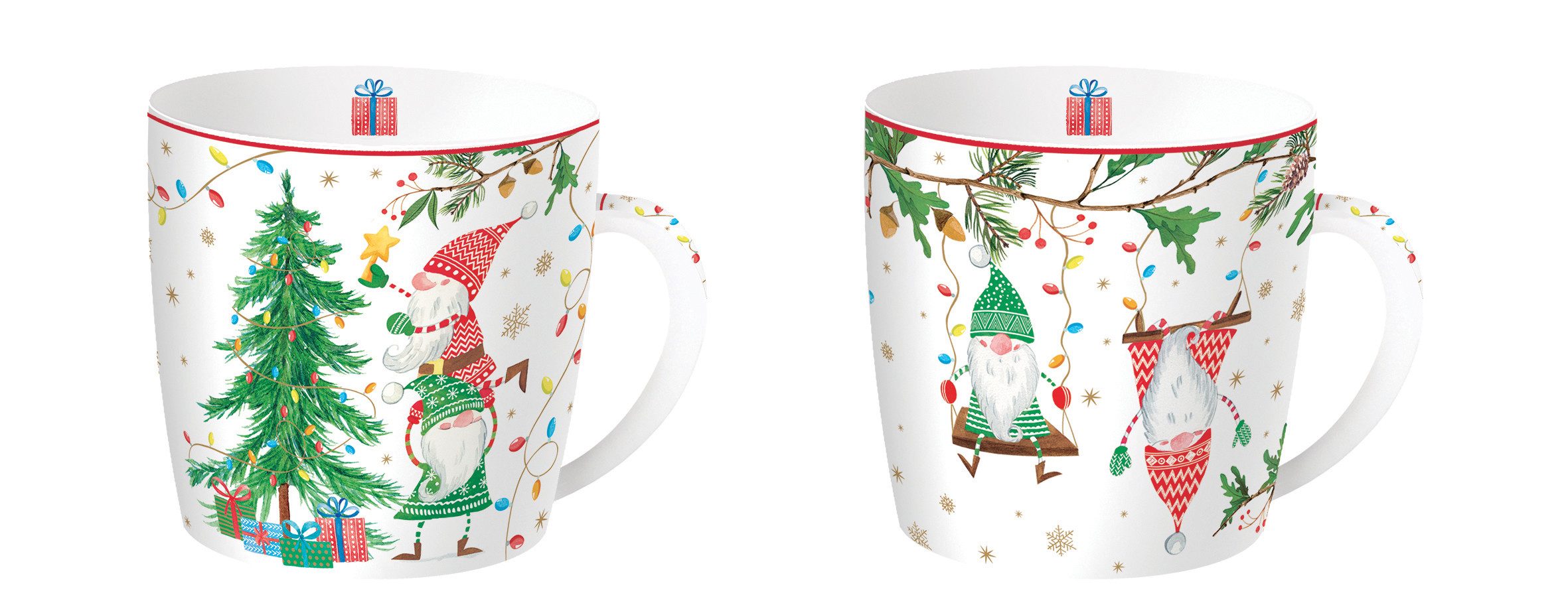 EasyLife Tasse Ready for Christmas, Porzellan, Handwäsche empfohlen, Weiß, Motiv: Wichtel