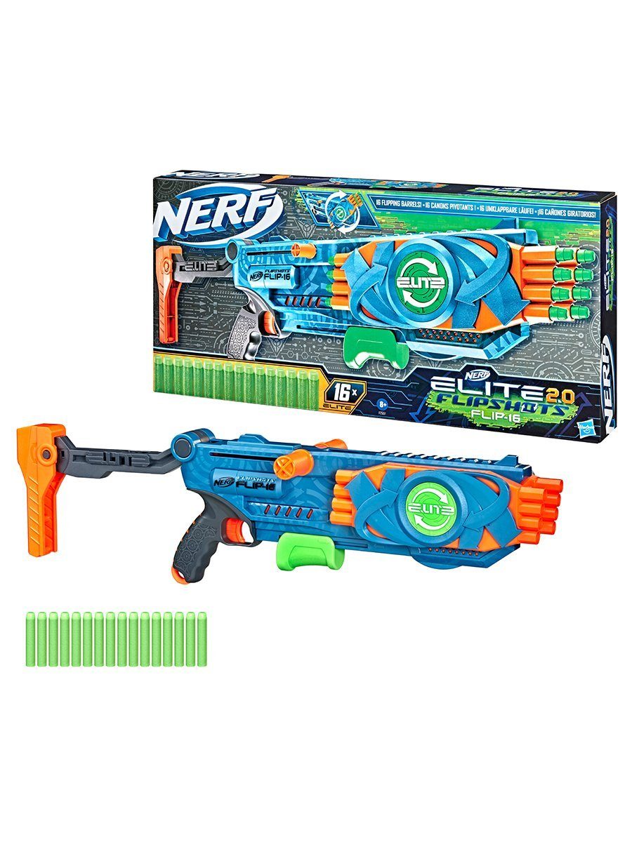 Hasbro Blaster NERF Elite 2.0 Flipshots Flip-16 Blaster - 16 Dart, Großer Blaster mit Umklapp Mechanik. Die stylischen neuen Flip Blaste
