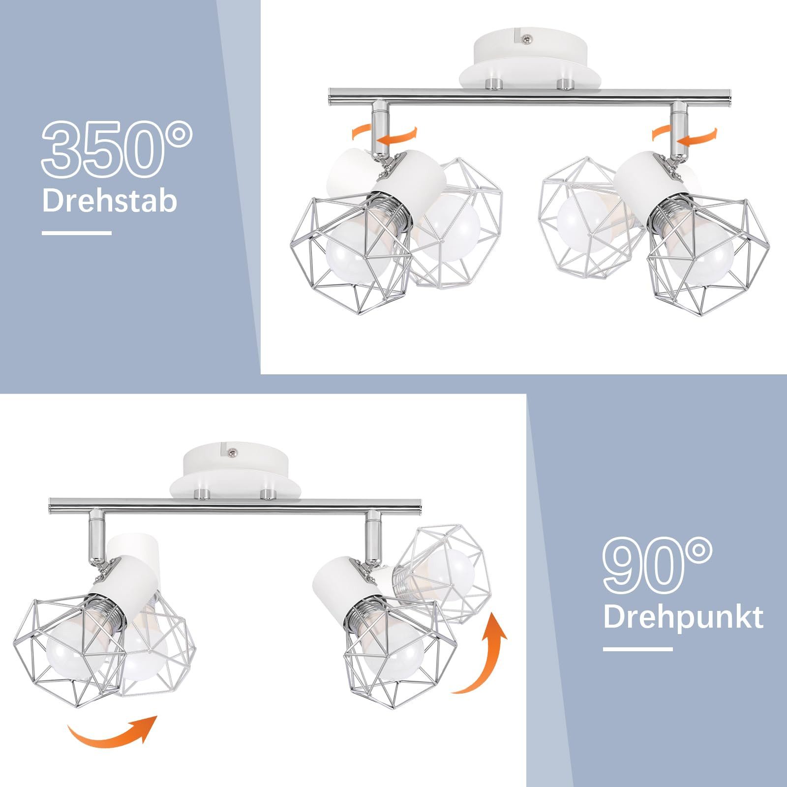 Nettlife Deckenstrahler 1/2/3 Flammig Retro Weiß günstig online kaufen