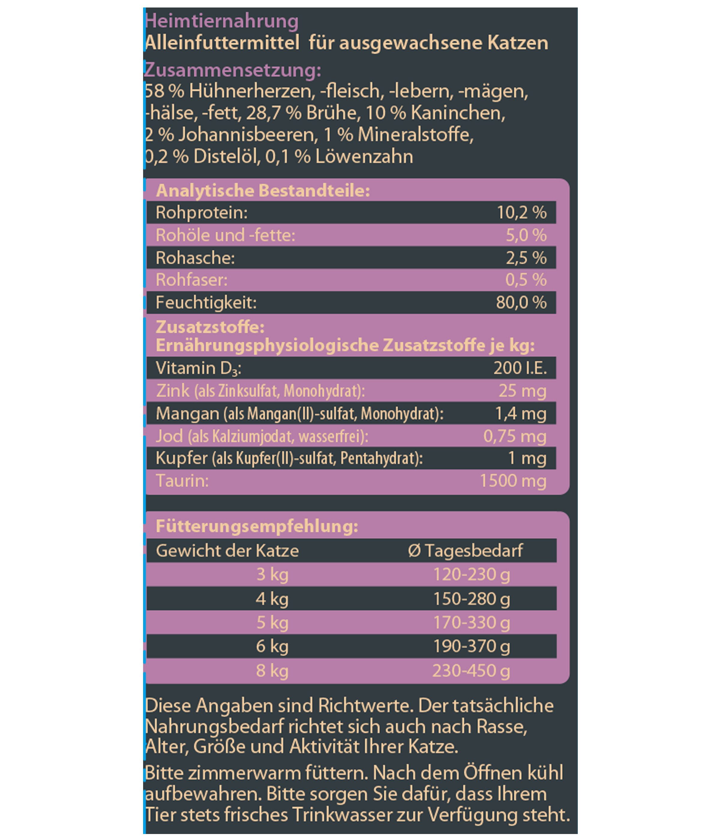 Dehner Wild Nature Heidetal Adult Kaninchen / Huhn, 16 x 85 g Beutel Kaninchen, Nassfutter für: Katze, Nassfutter für ausgewachsene Katzen, getreidefrei / zuckerfrei