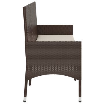 furnicato Gartenbank 3-Sitzer mit Kissen Braun Poly Rattan