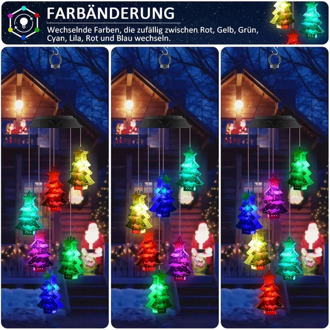 TUABUR LED Weihnachtsbaum-Solarwindspiellichter, Weihnachtsdekoration Solarleuchte Bunte