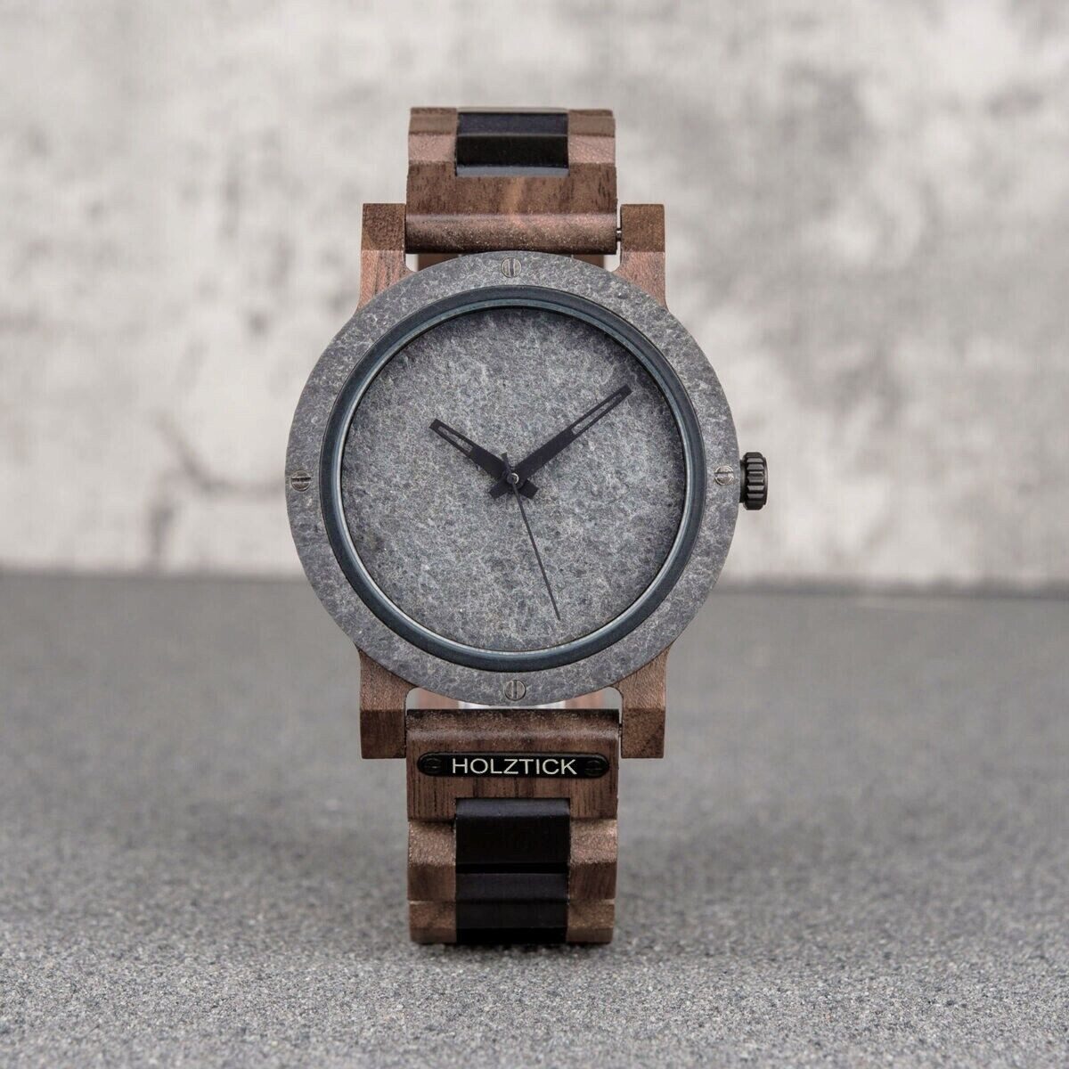 Holztick Bavaria Quarzuhr Ortler ORTLER, Männeruhr aus echtem grauen Marmor und Zebranoholz gefertigt
