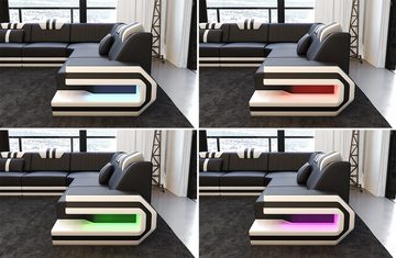 Sofa Dreams Wohnlandschaft Sofa Ledercouch Leder Ragusa U Form Ledersofa, Couch, mit LED, Designersofa