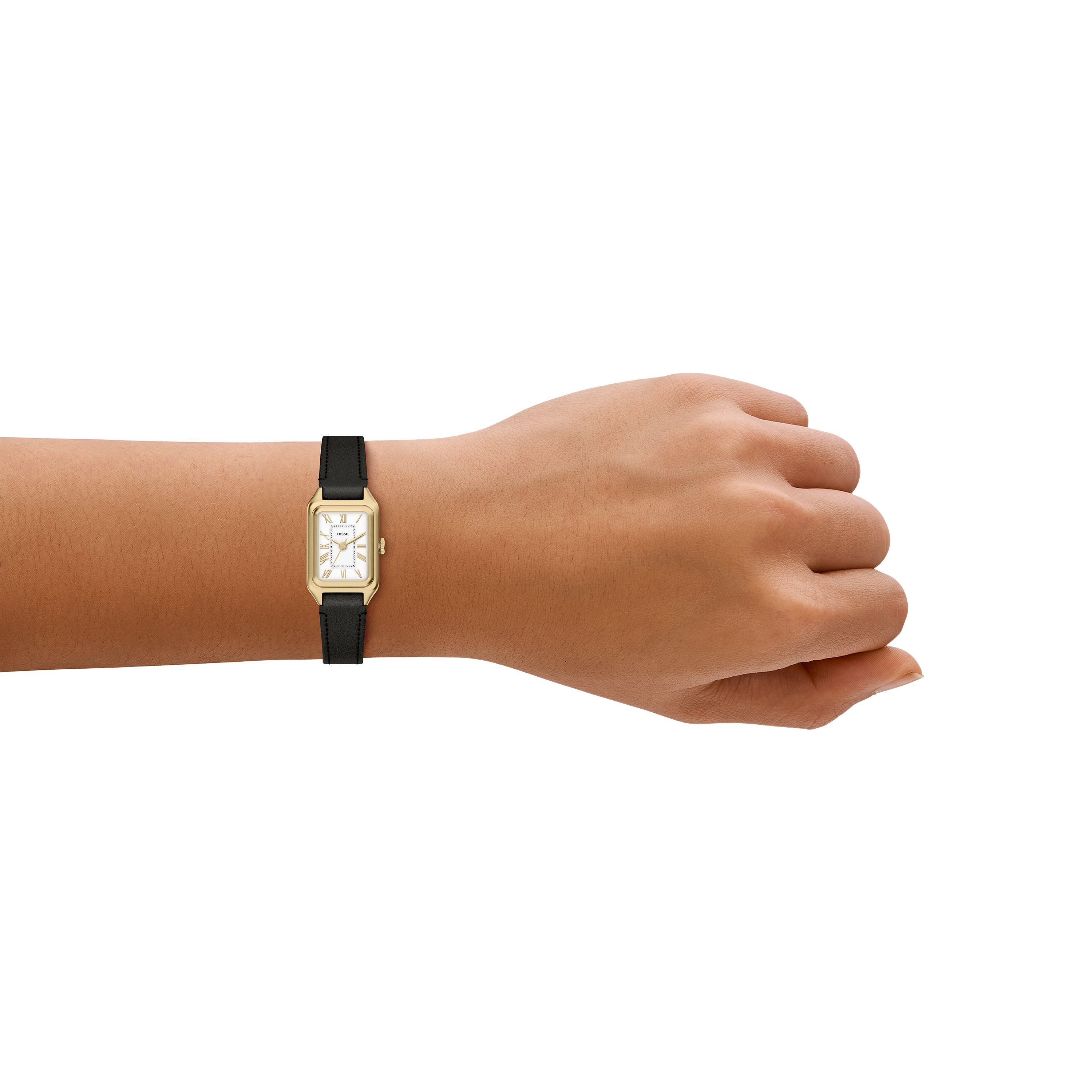 Fossil Quarzuhr Raquel ES5470, Armbanduhr, Damenuhr, Lederarmband, analog