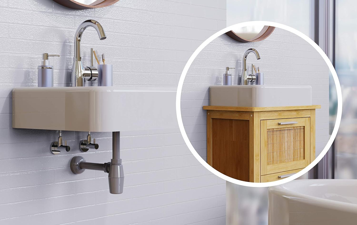 Kirchhoff Tassensiphon Waschbecken Eco Save aus recyceltem Kunststoff Grau günstig online kaufen