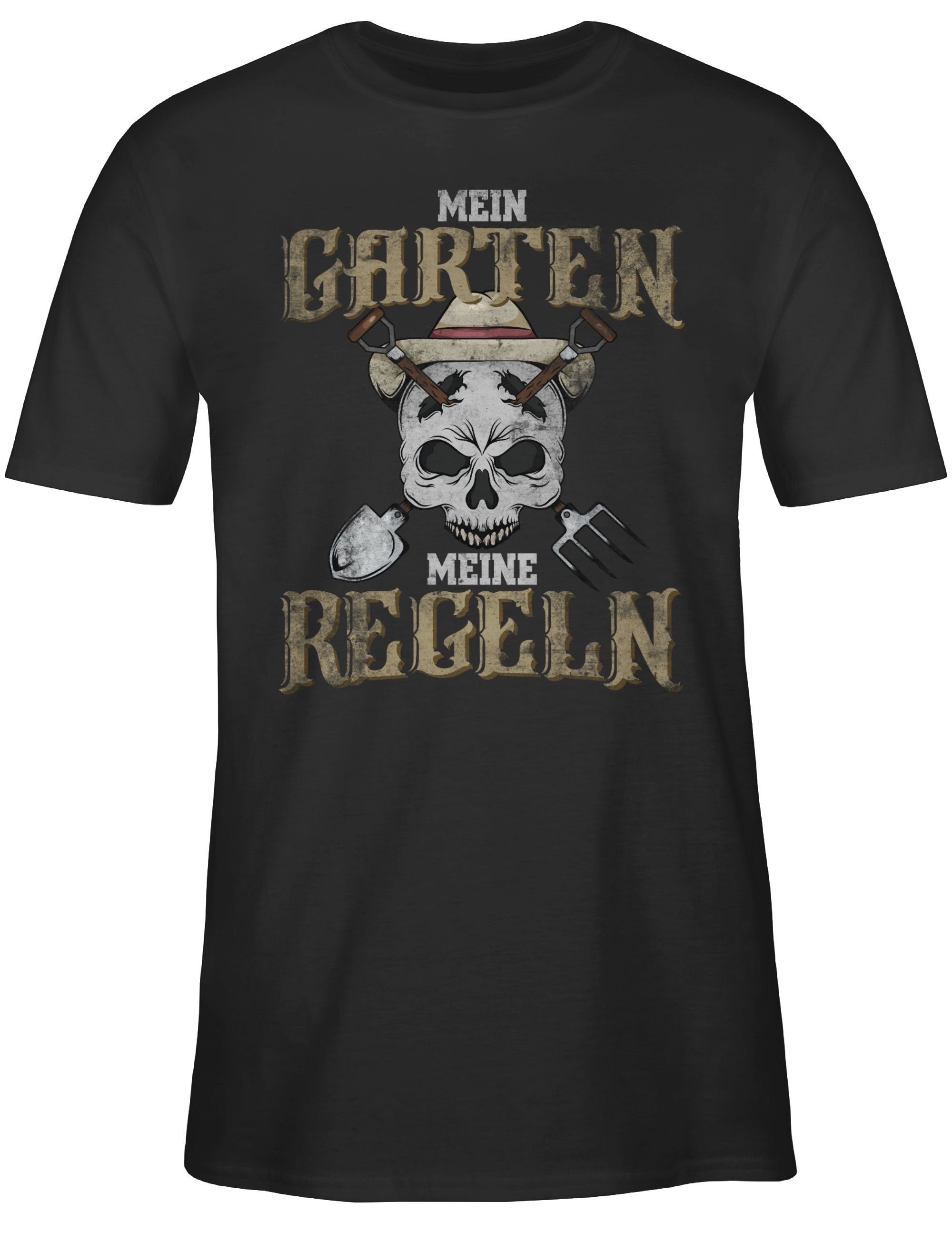 Schwarz - Outfit 01 Regeln Garten T-Shirt Hobby Totenkopf Mein Shirtracer Vintage Meine