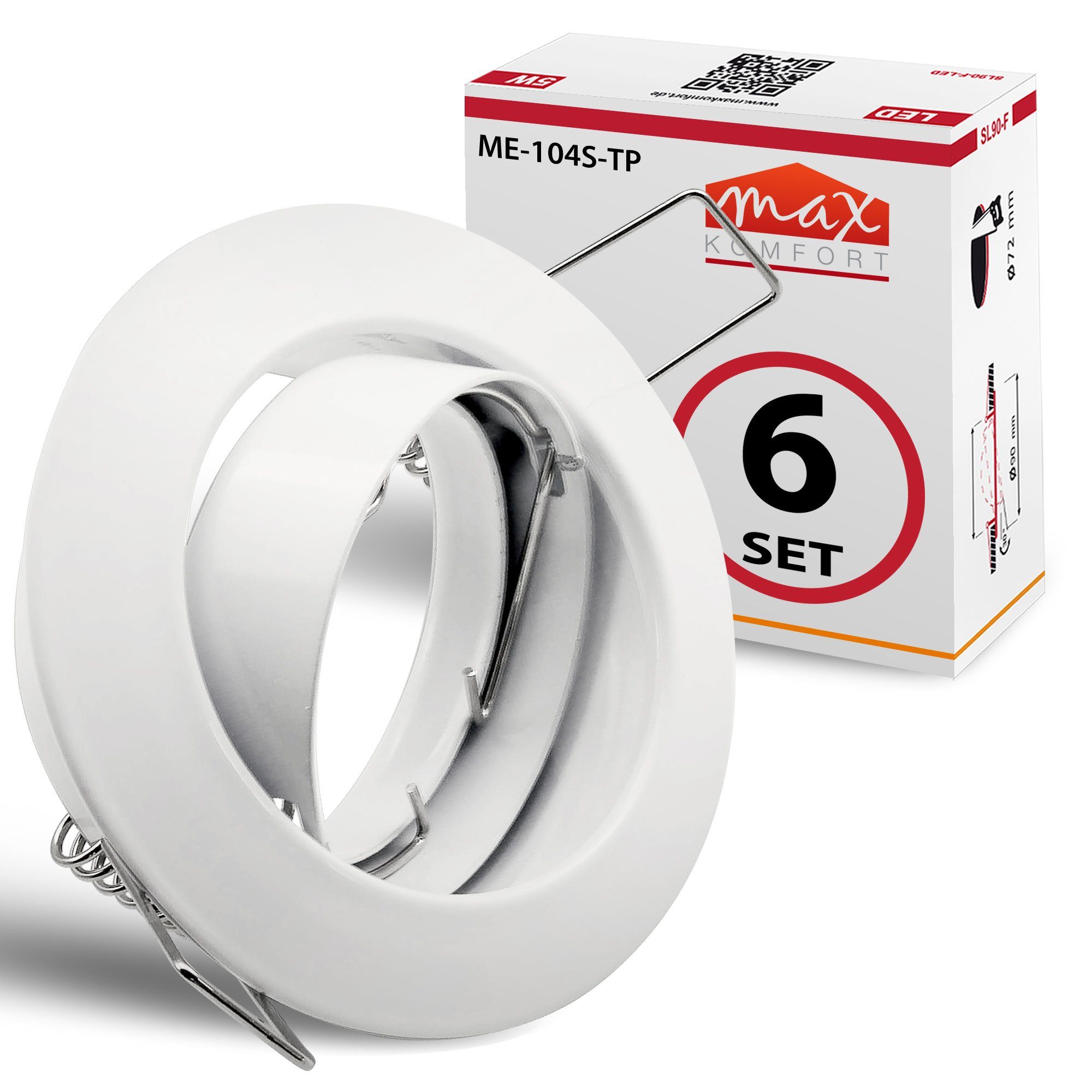 Maxkomfort Einbauleuchte 6/10/20er-Set, rund & schwenkbar, Deckenspots, GU10-Fassung, für LED und Halogen geeignet, ohne Leuchtmittel, Einbauspot, GU10-Fassung, 7 Farbvarianten, Einbautiefe 20mm