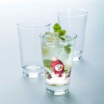 GRAVURZEILE Glas Weihnachtsmotiv Schneemann, Glas, Glas, Zur Weihnachtszeit zum Wichteln und als Geschenk für Kinder