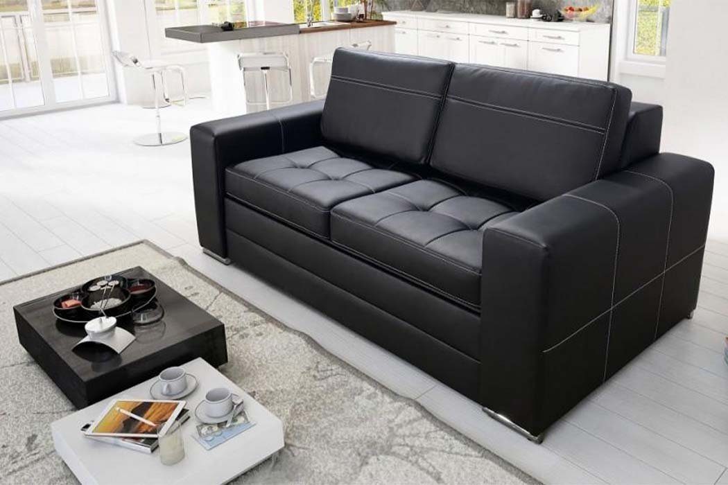 JVmoebel Sofa Design Polster Modern 100% Textil Stoff Modern Zweisitzer, Made in Europe Schwarz