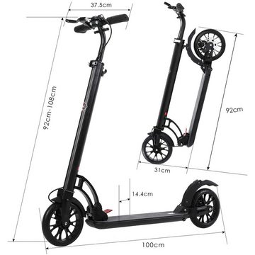 ISE Cityroller ISE klappbar Scooter mit Hand/Fußbremse Tretroller Höhenverstellbar Cityroller Big Wheel Scooter bis 100kg SY-AS1005