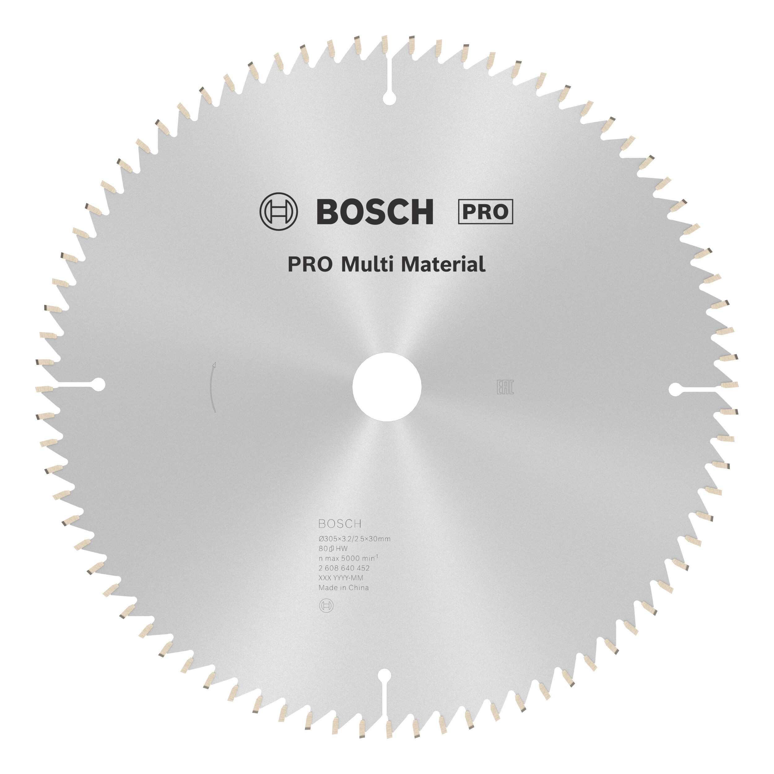 BOSCH Kreissägeblatt Pro Multi Material, Multi Material, 305 x 3,2 x 30 mm, 80 Zähne, f. Netz-Kapp-