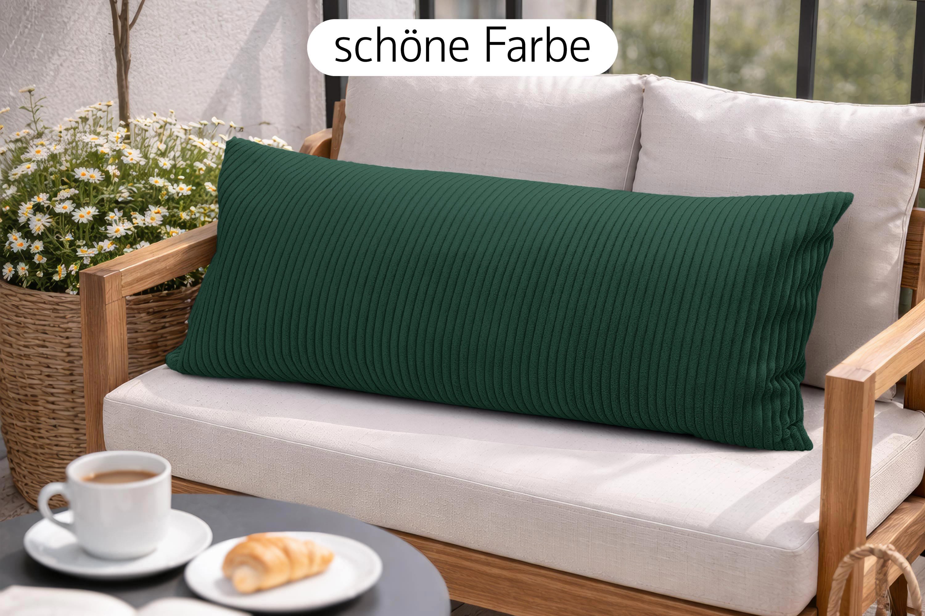 Amilian Kissenbezüge 40x80 cm 2er Set Cord-Optik Hotelverschluss - Zierkissenhülle Sofa, weich, pflegeleicht, formstabil – Bild 4 von 5
