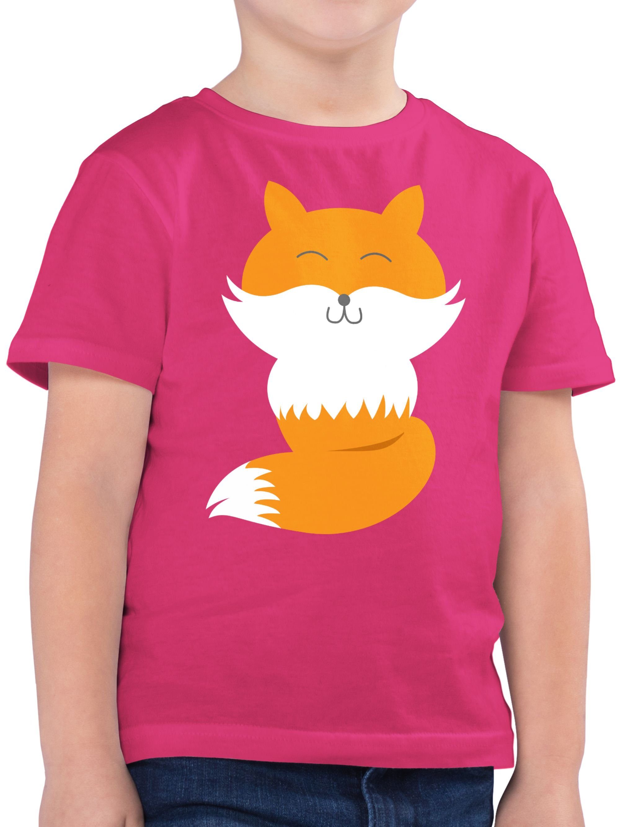 Shirtracer T-Shirt Süßer Fuchs Tiermotiv Animal Print 3 Fuchsia