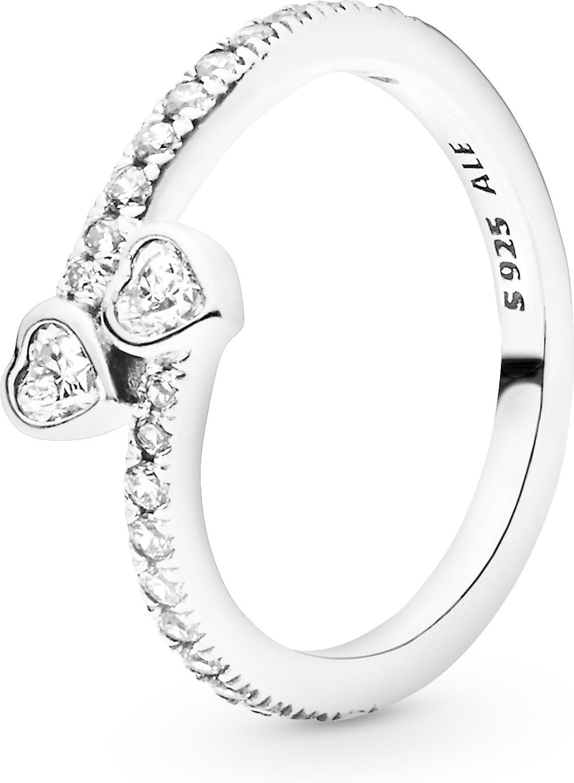 Pandora Fingerring Pandora Two Sparkling Hearts Ring 191023CZ Damenring