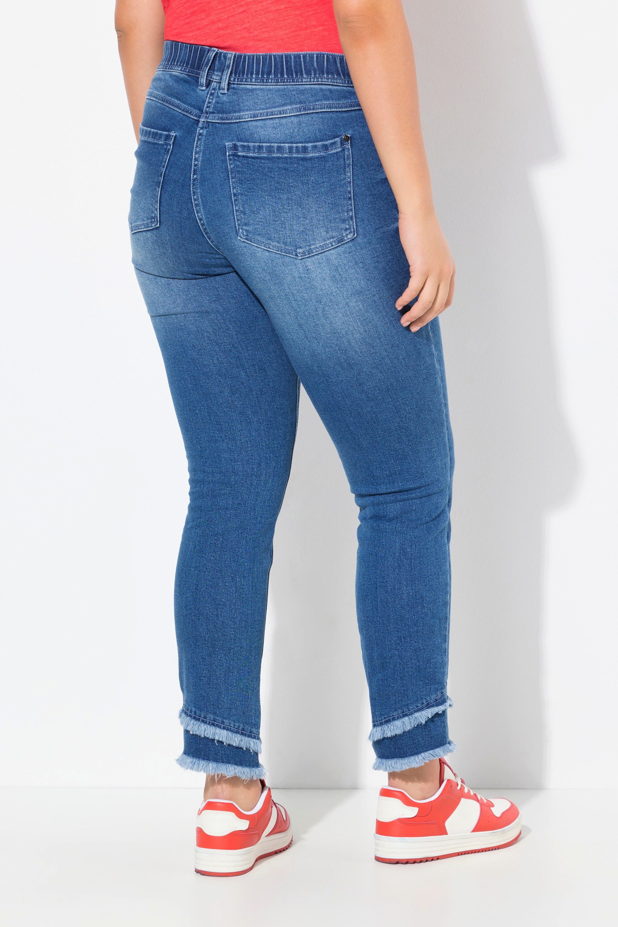 Ulla Popken Regular-fit-Jeans Jeans Sarah Fransensaum schmales Bein knöchellang