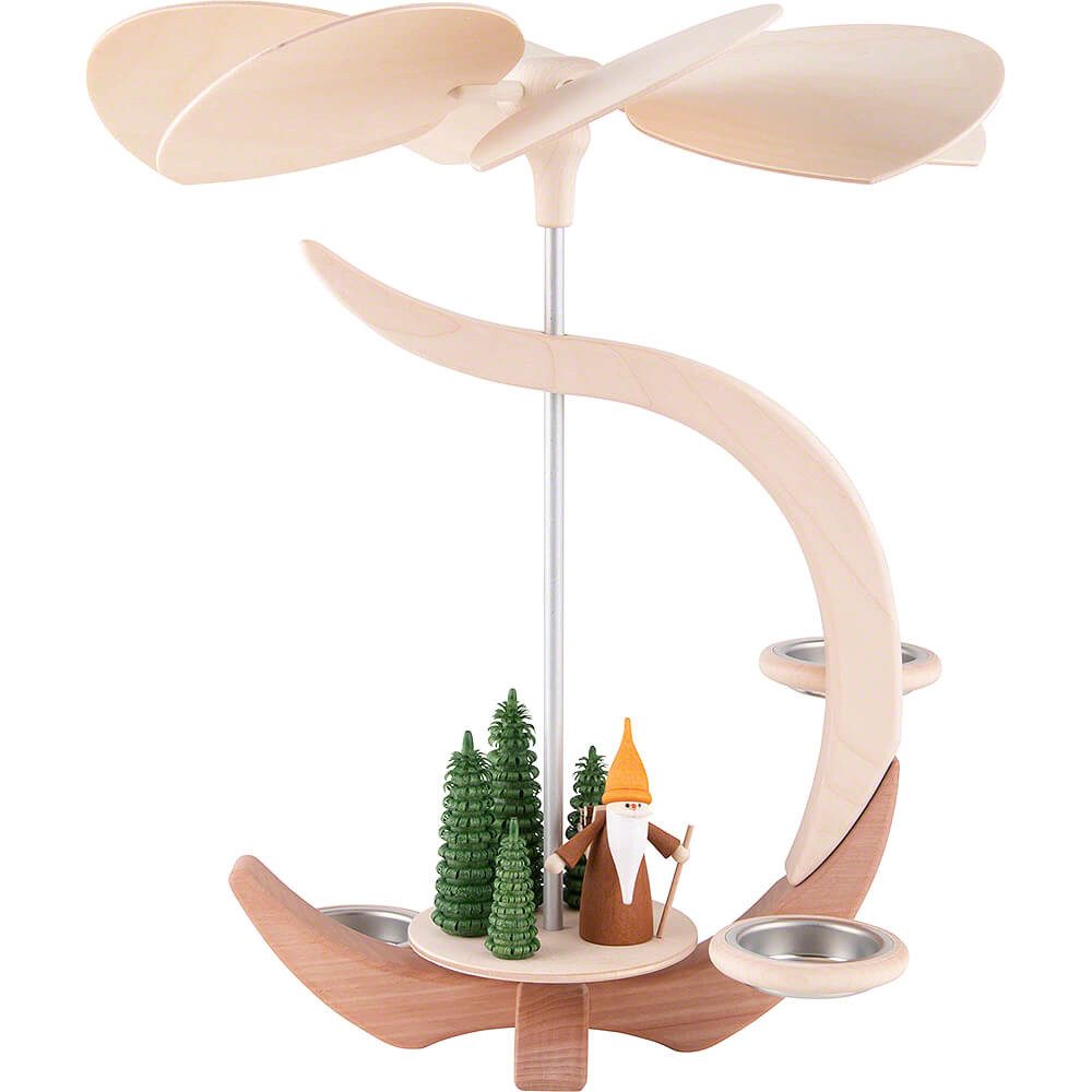 Seiffener Volkskunst Weihnachtspyramide 1-stöckige Pyramide C-Form Waldarbeiterwichtel (30cm) von Seiffener Vo