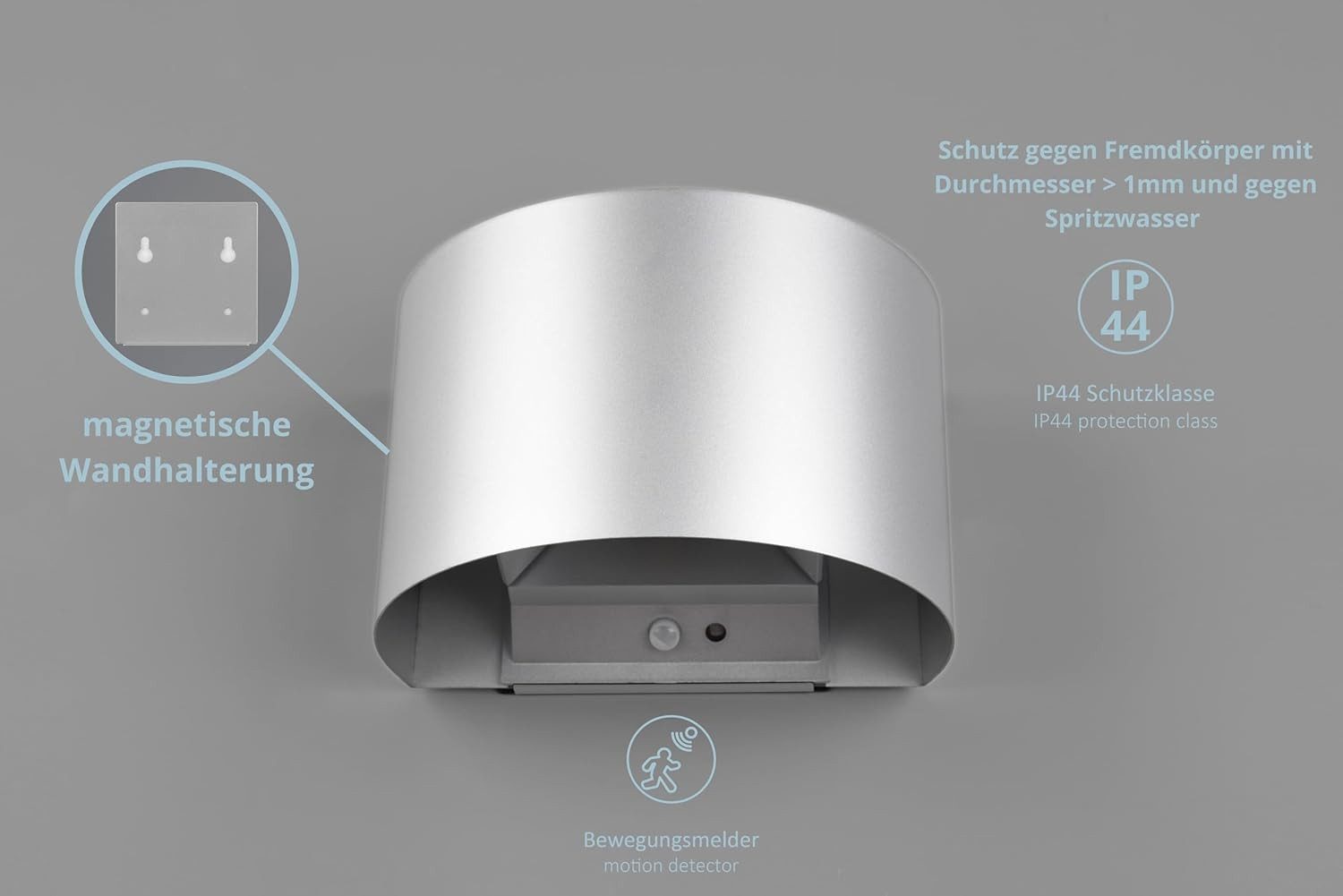 lightling LED Außen-Wandleuchte Talina, LED fest integriert, Warmweiß, Dämmerungs- und Bewegungssensor, Up- and down Beleuchtung, titanfarbig