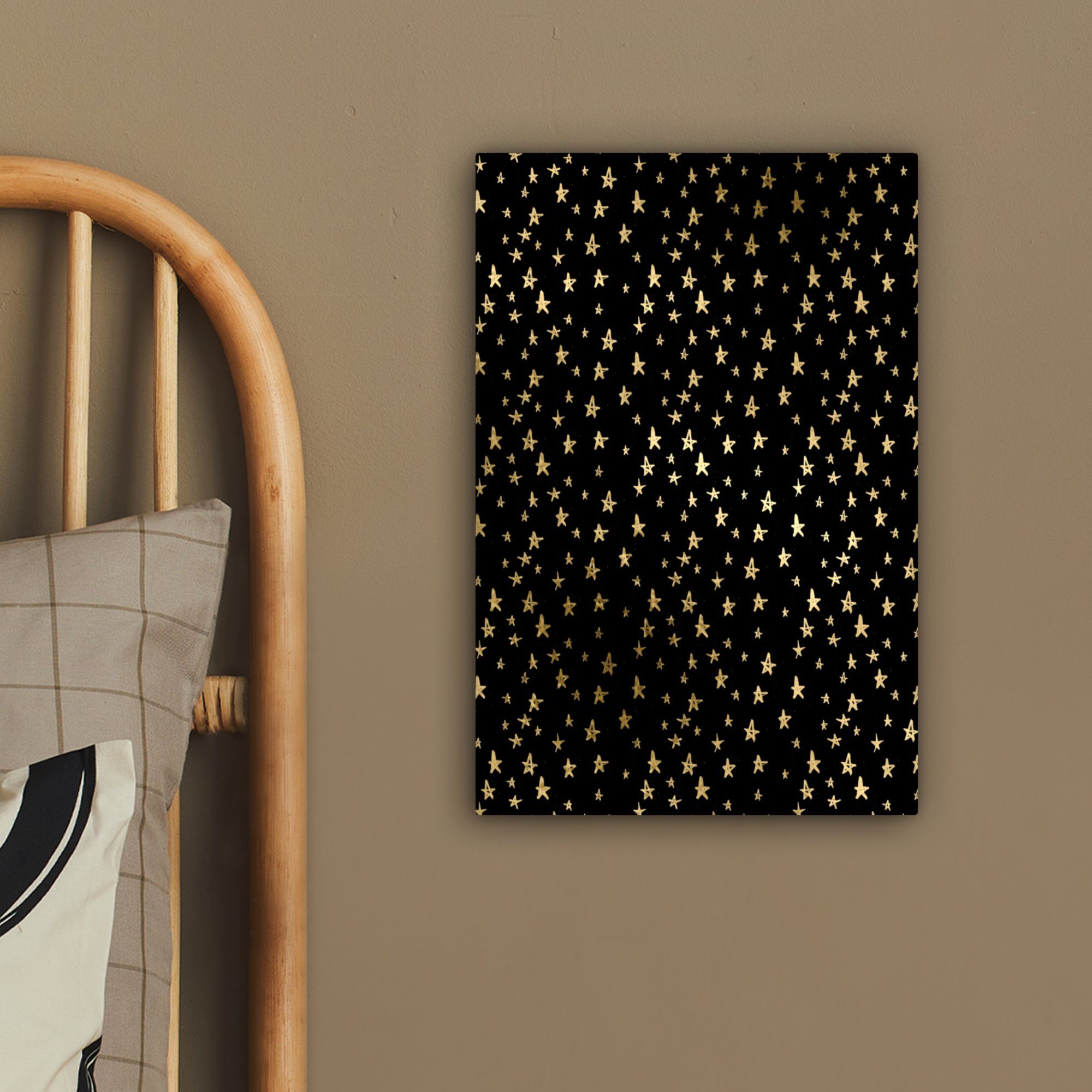 bespannt - Leinwandbild - Sterne Muster fertig cm Gold, Gemälde, (1 Leinwandbild OneMillionCanvasses® inkl. St), 20x30 Zackenaufhänger,