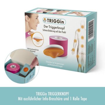 TRIGGin Akupressur-System-Bandage TRIGGid 3x Triggerknopf orange mit 3x pinkem Tape (6-tlg), Kinesiologie Physio Sport Tape Muskelverhärtung Verspannungen