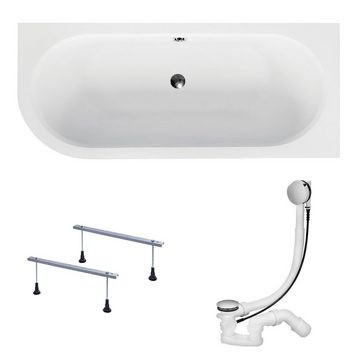 KOLMAN Badewanne Eckbadewanne Avita Slim 160x75, (Links/Rechts), Rand 15 mm Styroporverkleidung, Ablauf VIEGA & Füße GRATIS