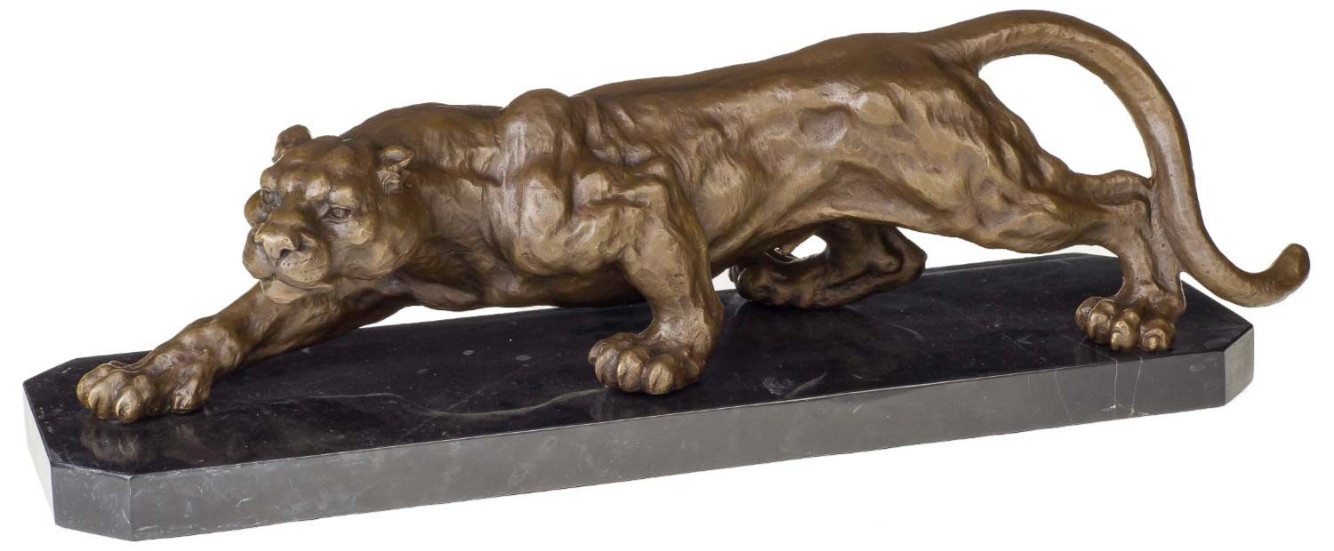 Aubaho Dekoobjekt Bronzeskulptur Panther im Antik-Stil Bronze Figur Statue 65cm - 13kg