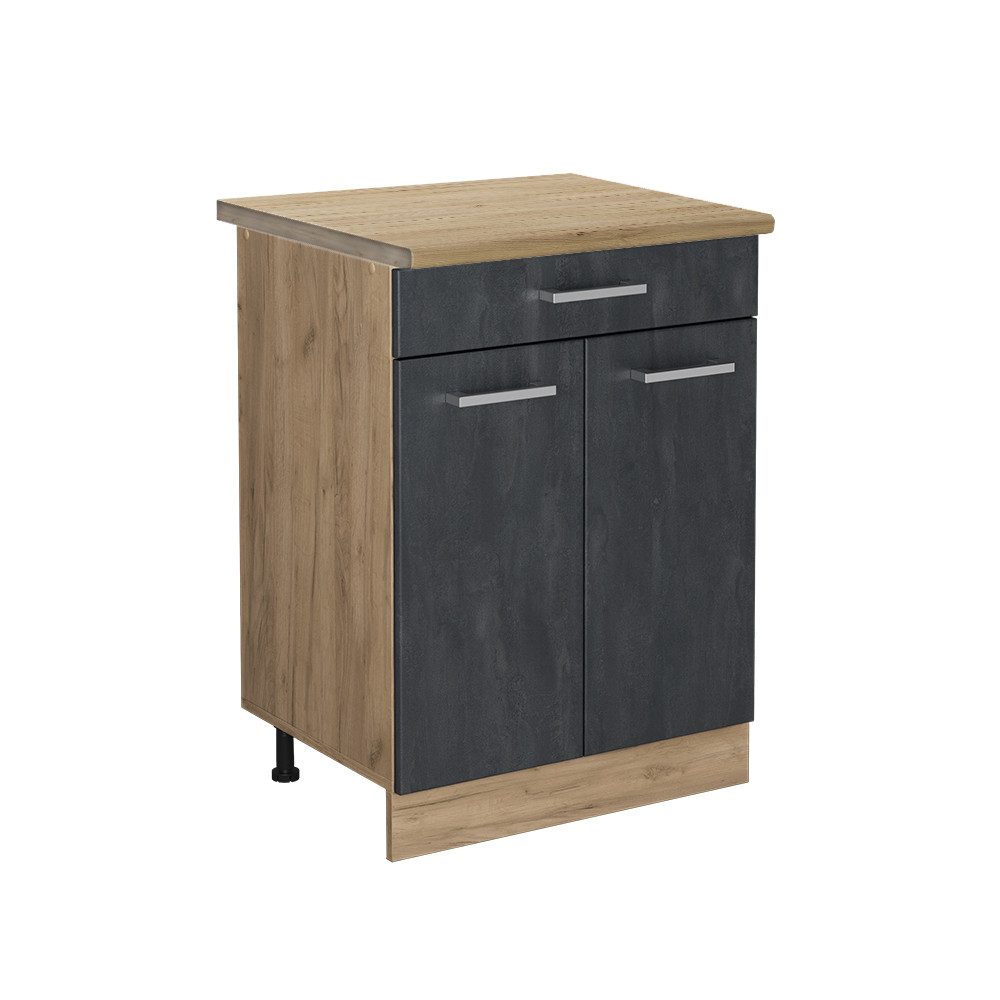 Vicco Unterschrank R-Line, Schwarz Beton/Goldkraft Eiche, günstig online kaufen