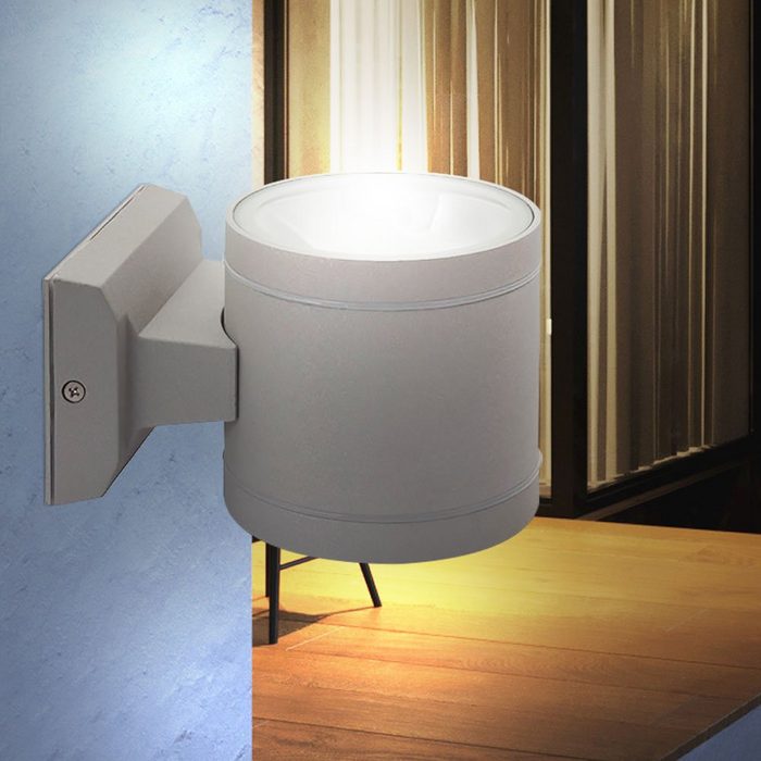 Kanlux Außen-Wandleuchte Leuchtmittel nicht inklusive Außen Wand Spot Strahler IP 54 UP & DOWN Leuchte Lampe Alu Druckglass
