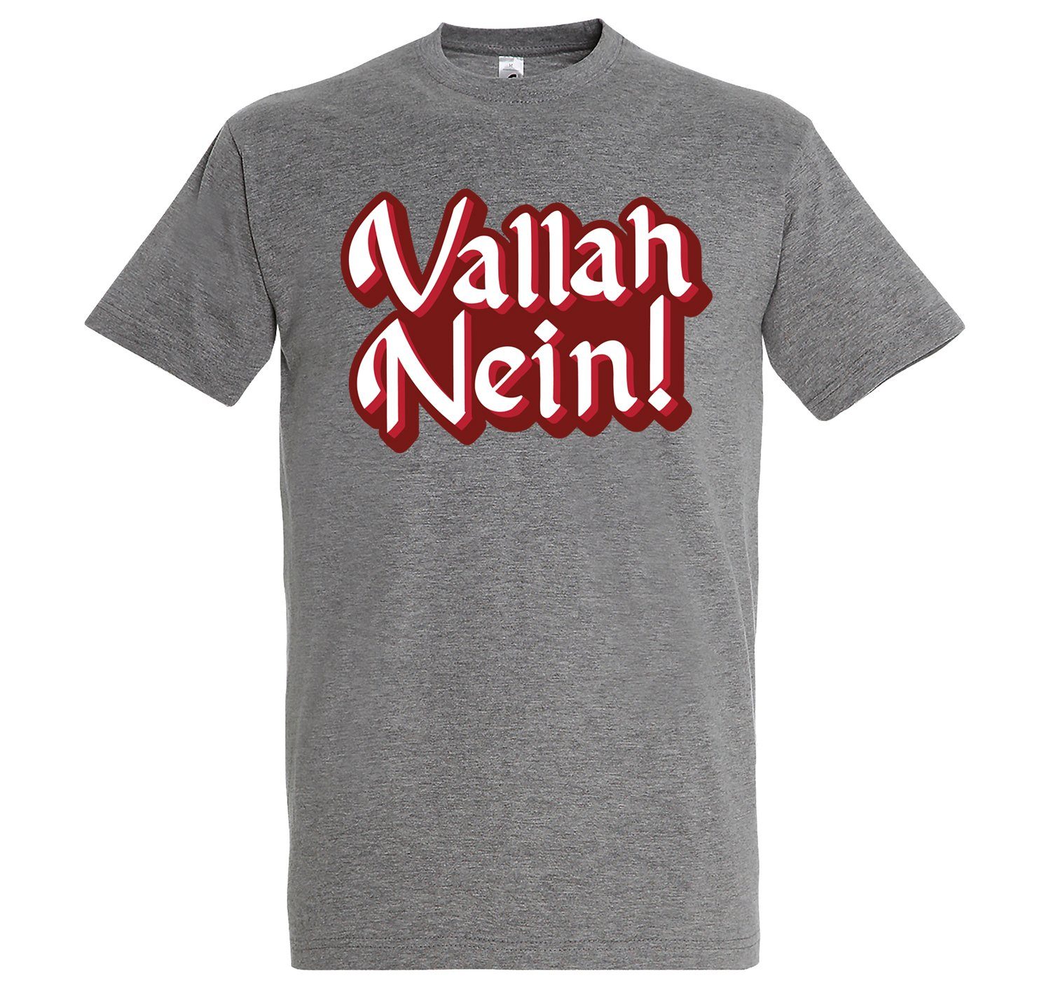 Youth Designz T-Shirt "Vallah Nein" Herren T-Shirt mit lustigem Spruch Grau