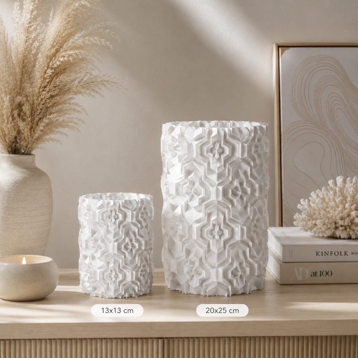 Alpha Electronics Dekovase Geometrische Design Vase M & XL (Sparangebot, 1 St., hochwertiger 3D Druck), Moderne Deko Vase für Wohnzimmer & Tischdeko, Stilvolle Interior Vase