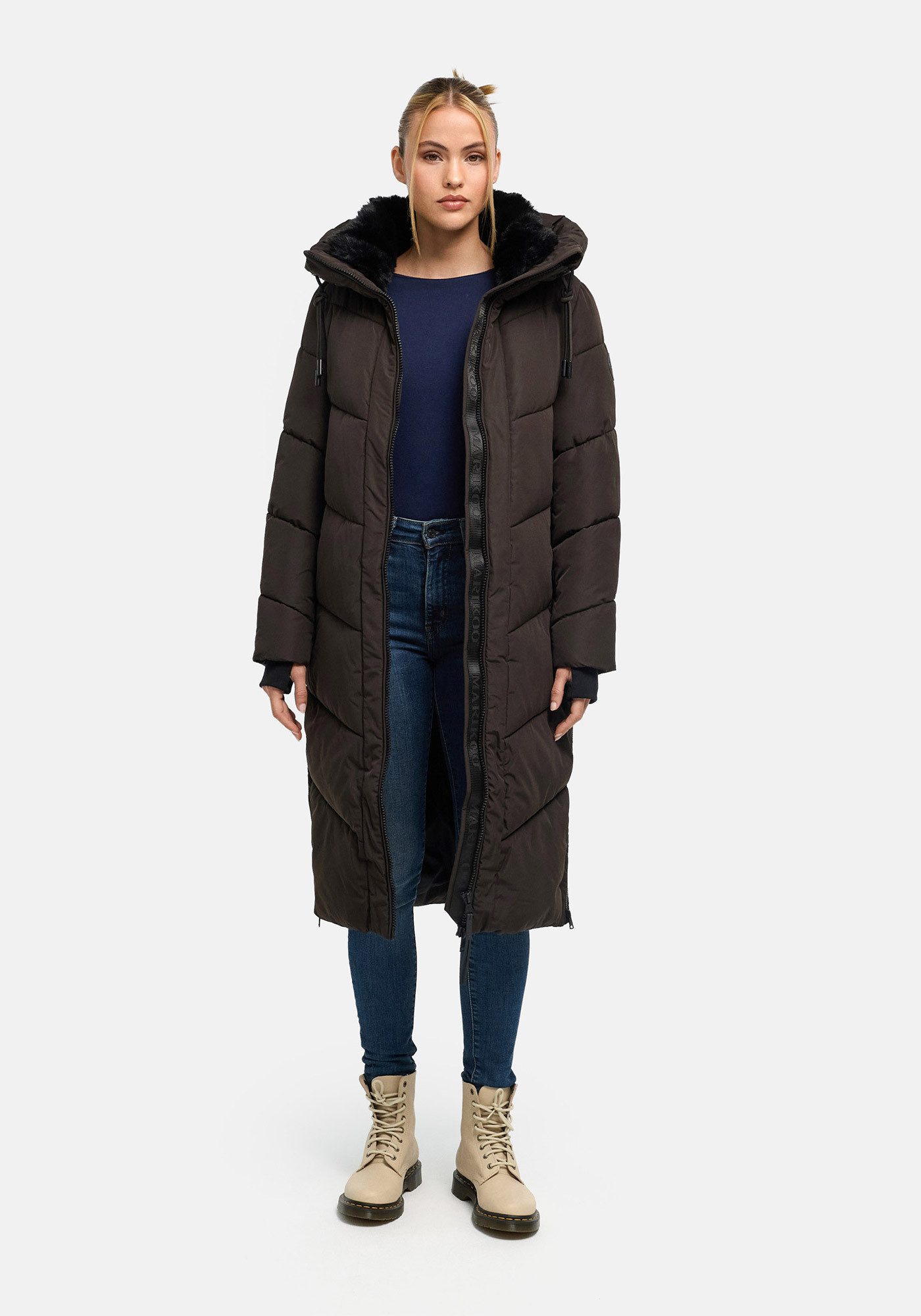 Marikoo Winterjacke Nadaree XVI Stepp Mantel mit großer Kapuze – Bild 2 von 5