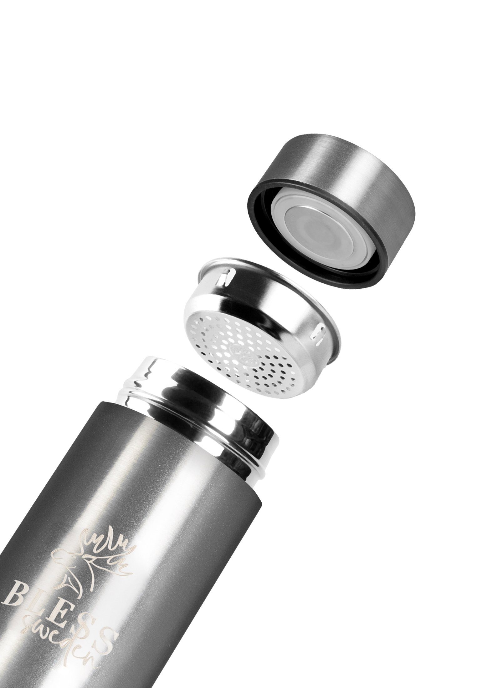 Trinkflasche Trinkflasche ml BLESS Bottle 500 Smart Sweden Silver LED-Temperaturanzeige