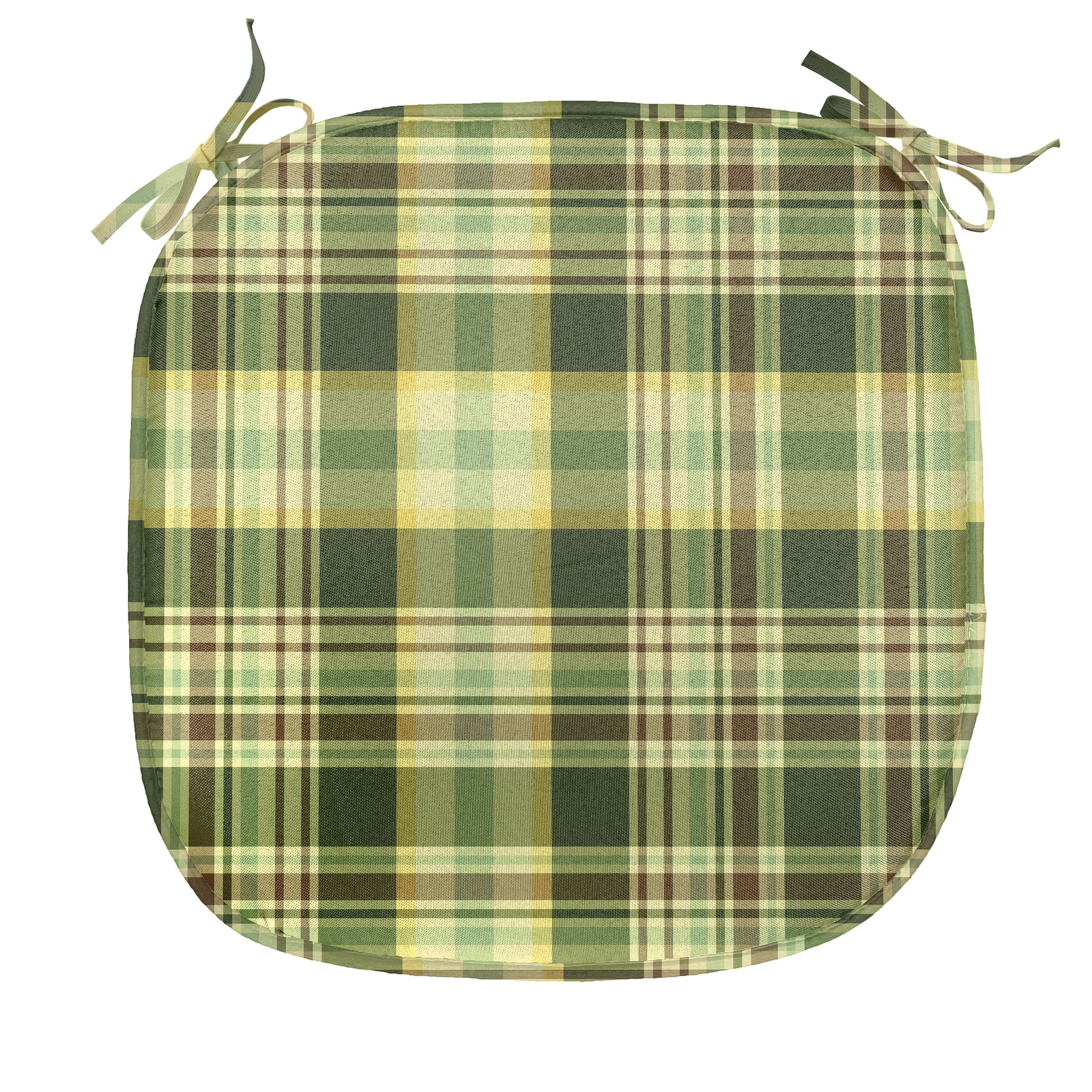 Abakuhaus Stuhlkissen Dekoratives wasserfestes Kissen mit Riemen für Küchensitze, olivgrün Scottish Quilt