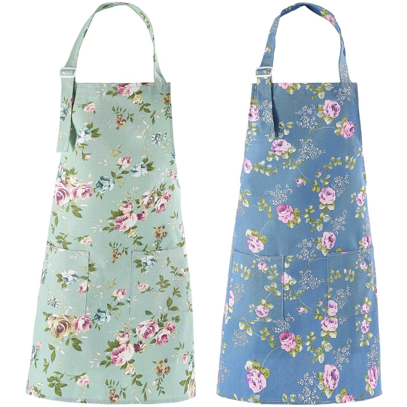 Zaewry Kochschürze Schürzen für Männer und Frauen mit Taschen, Kochen, Küche, Backen, Weich, Langlebig, Blumenschürze für Gartenarbeit