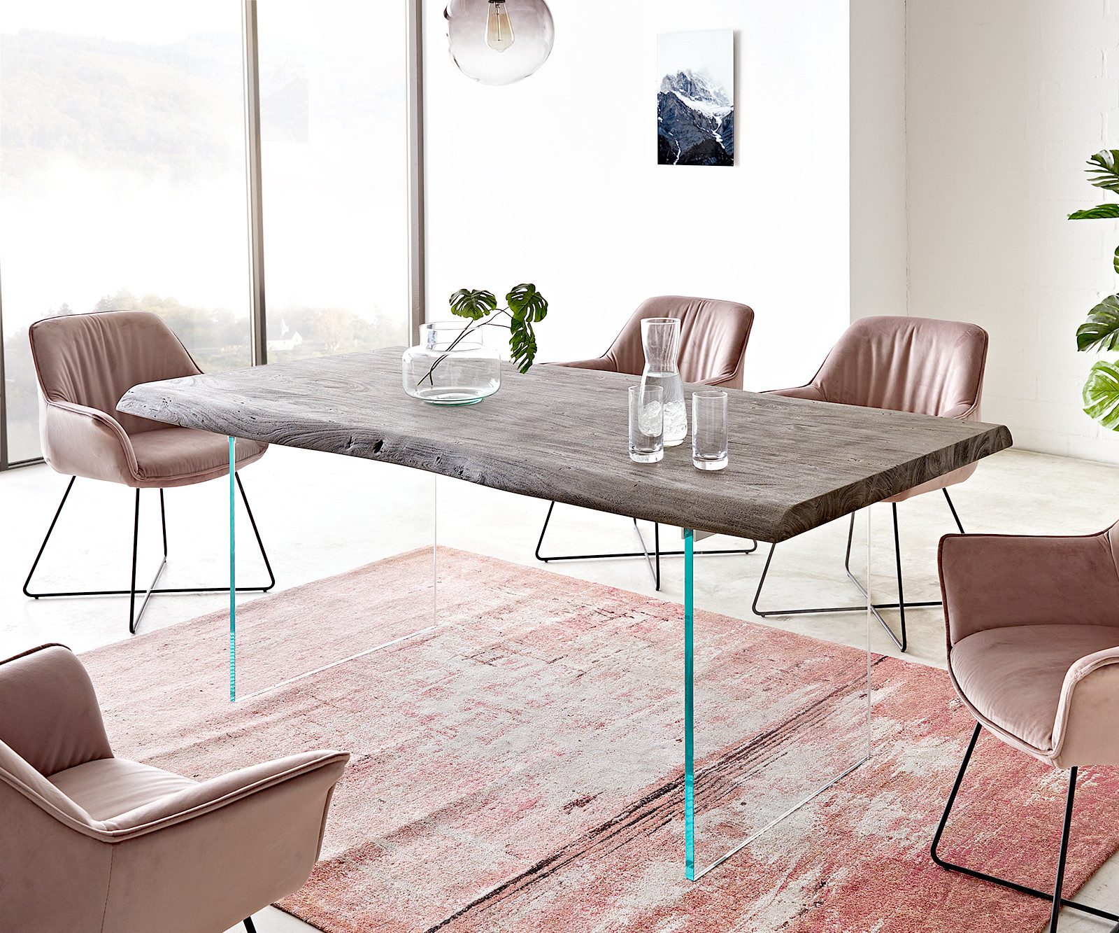 DELIFE Esstisch Edge, Akazie Platin 200x100 günstig online kaufen
