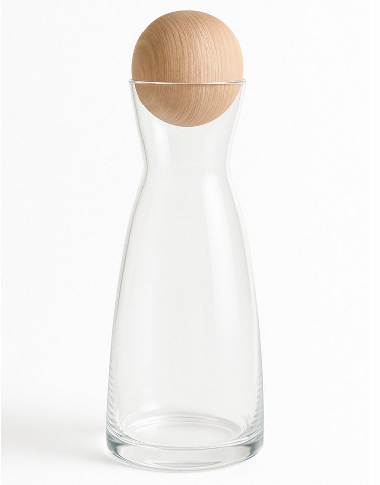 Heubergshop Wasserkaraffe, 1 Liter Karaffe mit Zirbenkugel - Zirbenholz, Zirbe (Zirbenkaraffe-1L)
