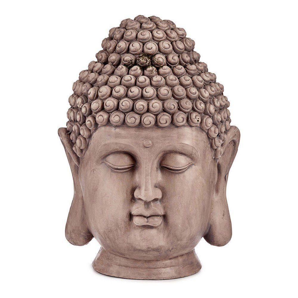 Ibergarden Dekofigur Dekorative Figur für den Garten Buddha Kopf Grau Polyesterharz 31,5 x
