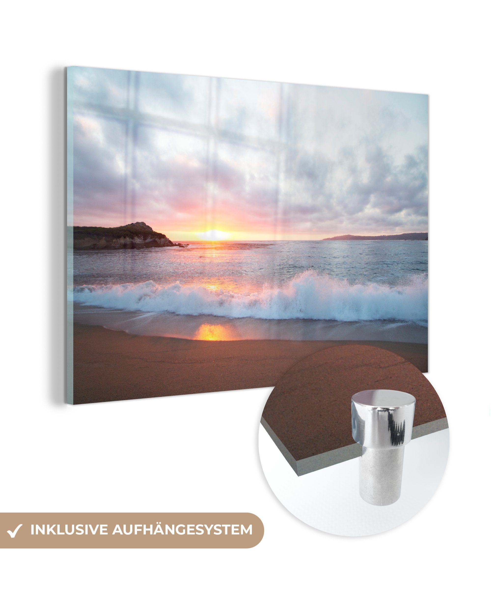 MuchoWow Acrylglasbild Strand - Meer - Sonne, (1 St), Acrylglasbilder Wohnzimmer & Schlafzimmer