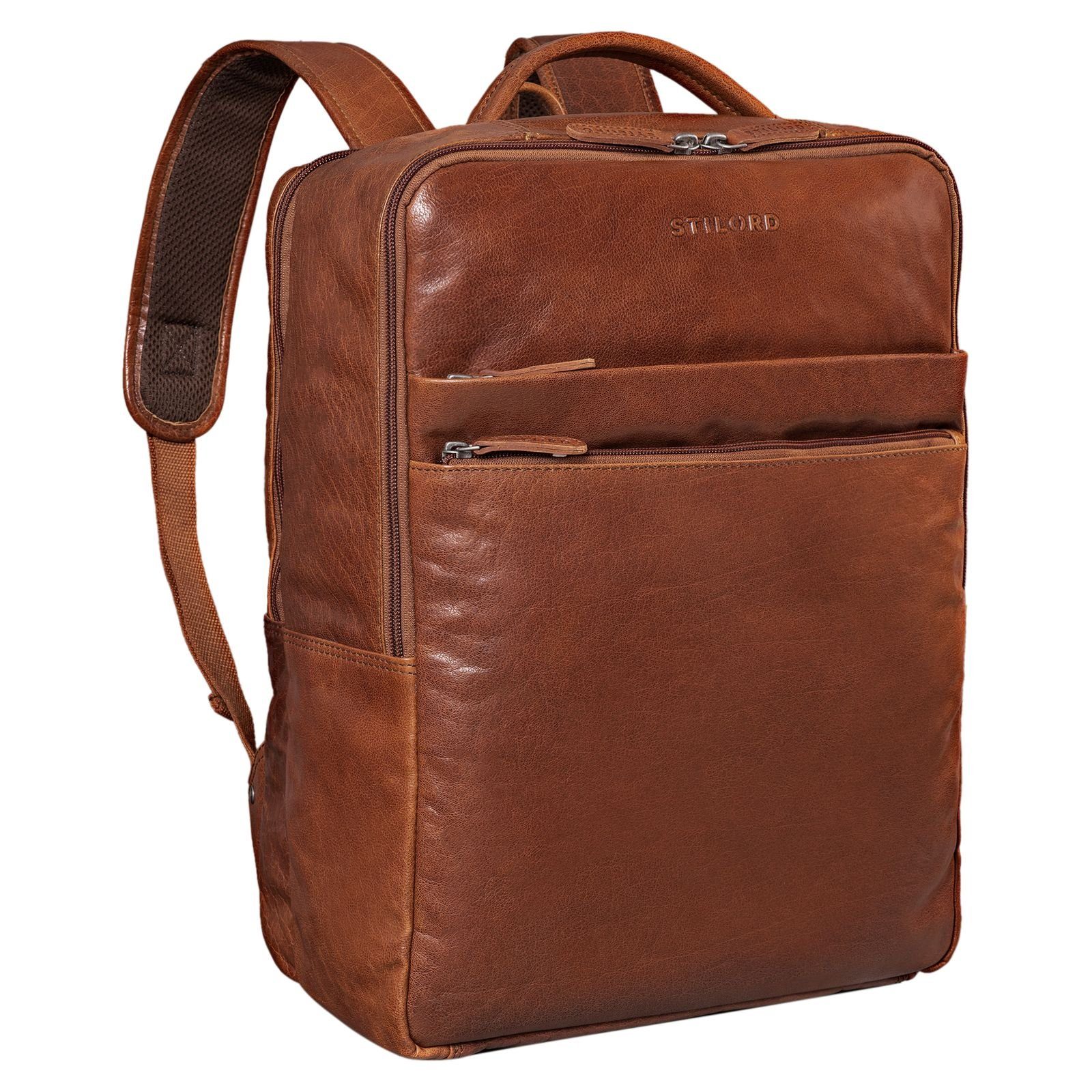 STILORD Notebook-Rucksack "Brooklyn" Großer Laptop Rucksack Echtleder mit 15.6 Zoll Laptopfach