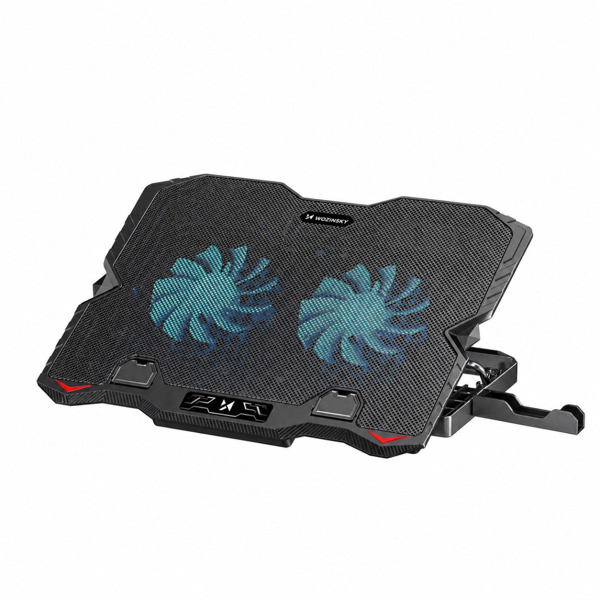 Wozinsky Notebook-Kühler WDCX-015, Leise Kühlung, 2 Lüfter, USB-Hub, Handyhalter, 5 Winkel
