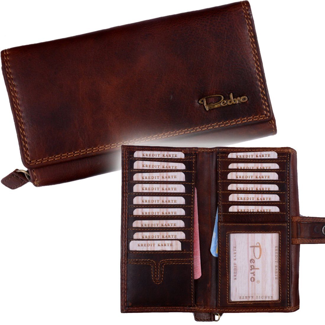 Geldbörse ◊ Damen Leder Börse Portemonnaie Frauen Geldbeutel Brieftasche