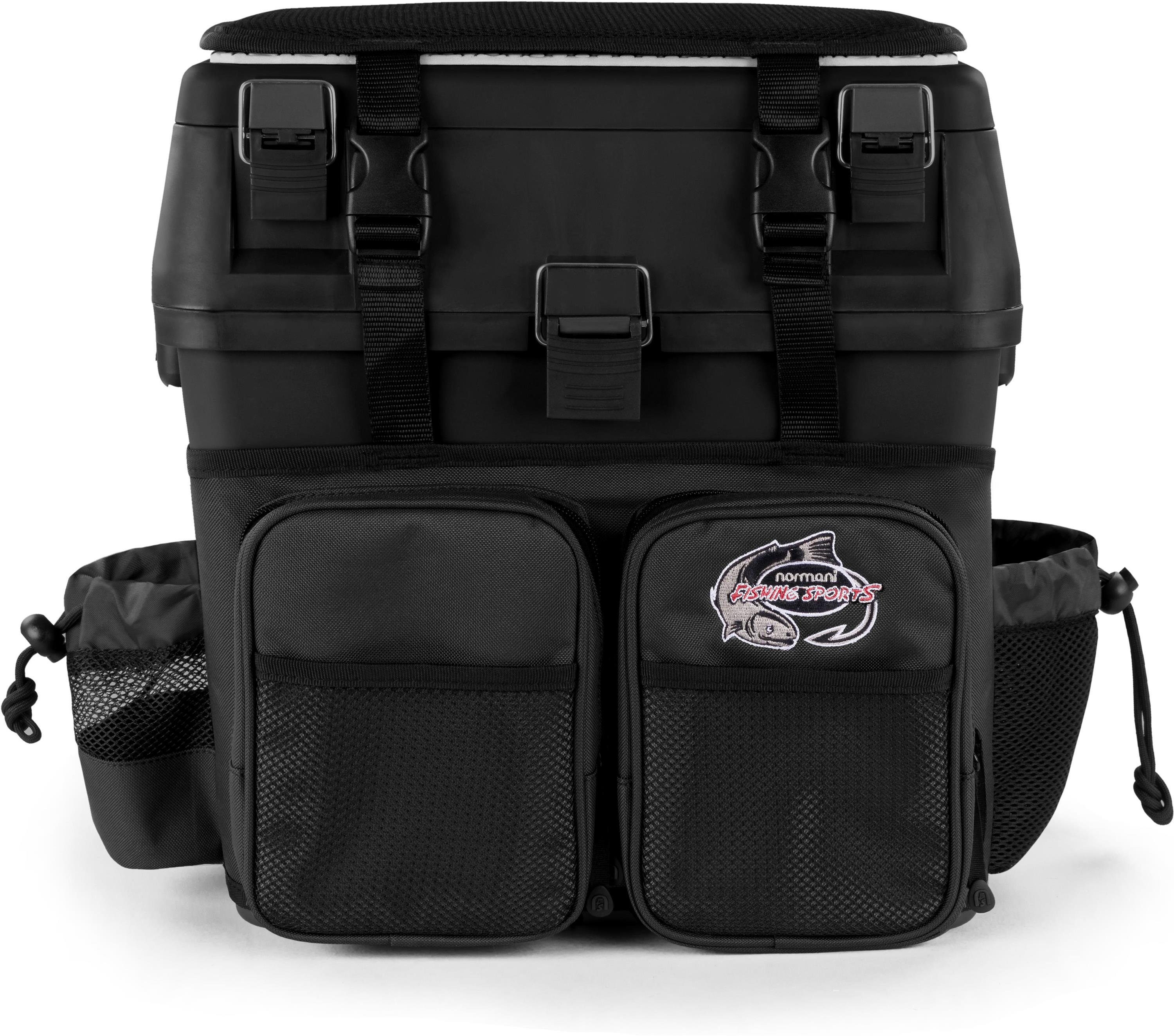 normani Рыболовный чехол Angelbox Bilbao, Angeltasche Sitzkiepe mit Rucksackfunktion und Tackle-Boxen